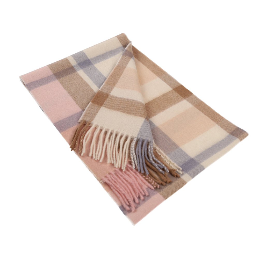 Rutig halsduk i 100 % ull, beige – London (1)