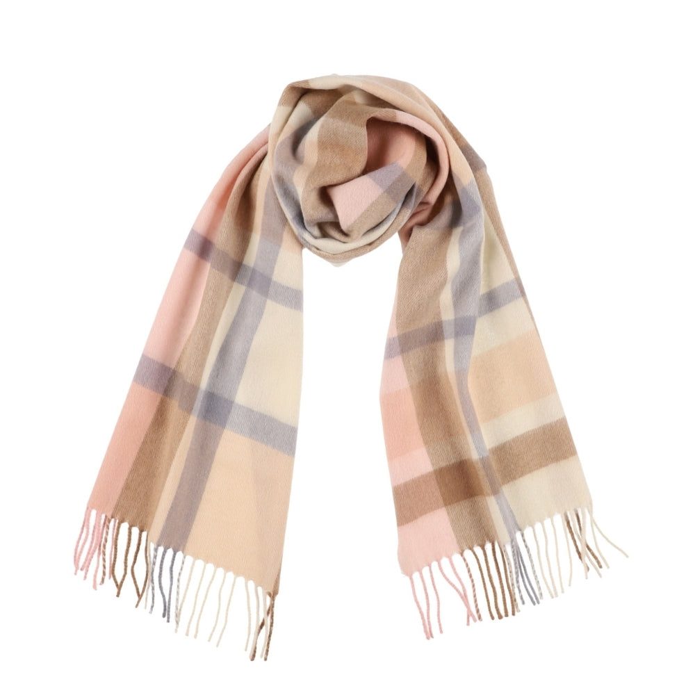 Rutig halsduk i 100 % ull, beige – London (4)