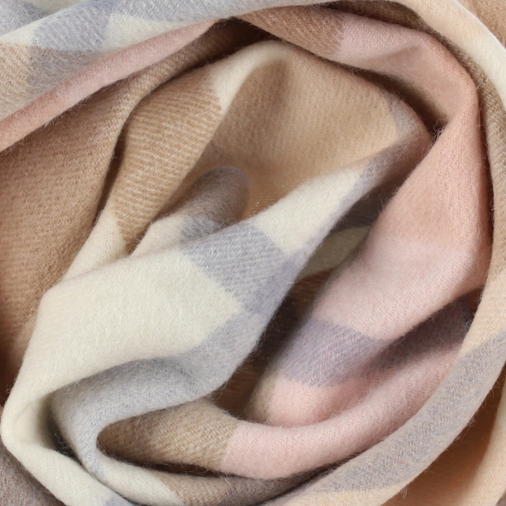 Rutig halsduk i 100 % ull, beige – London (2)