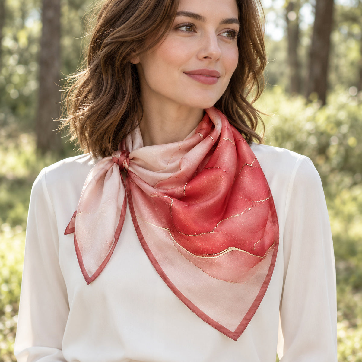 Korallfärgad sidenscarf (test)